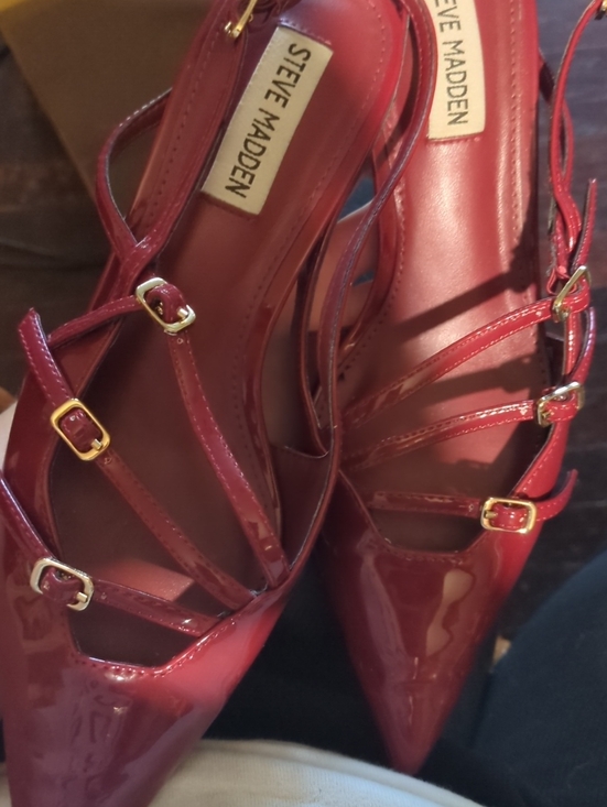 Steve Madden Shoes - Steve Madden Red Patent Pointed-Strap Heels